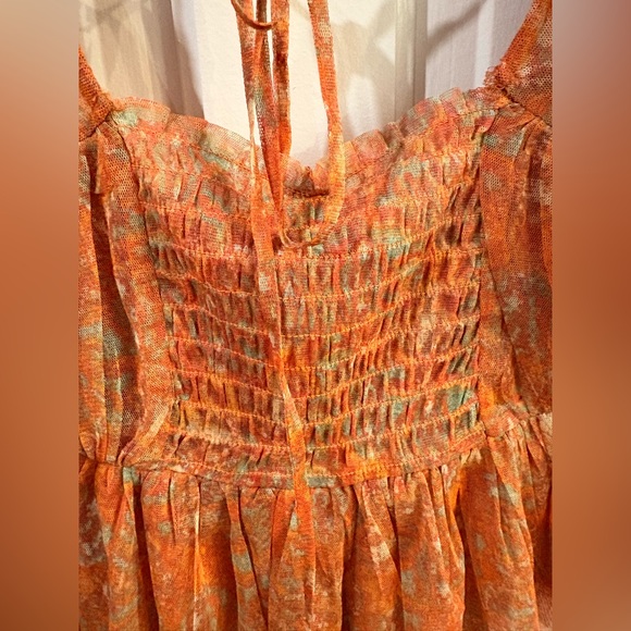 NWT Free People Orange Tulle Top - Picture 5 of 6